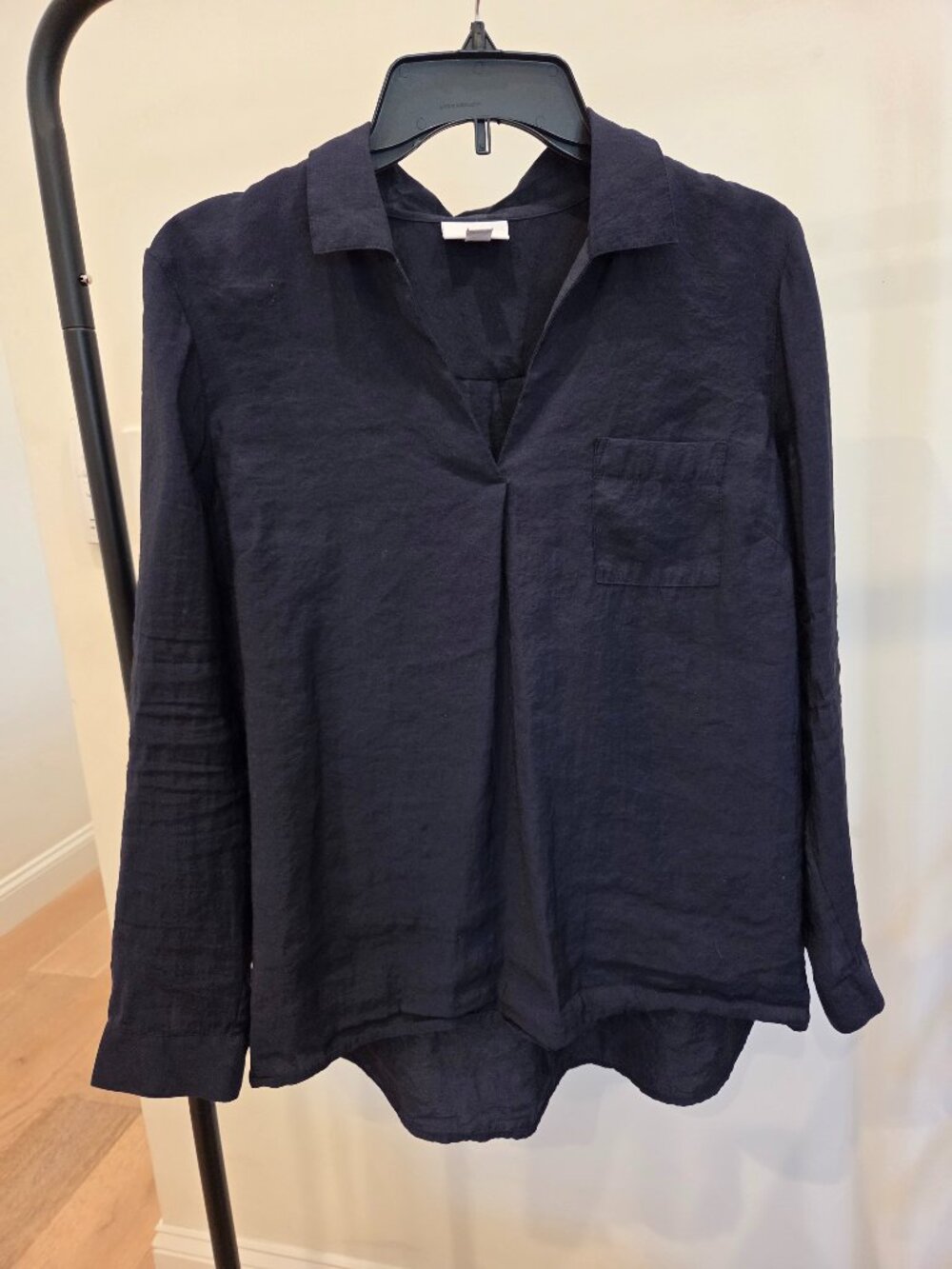 J Jill Long Sleeve Navy Blue Blouse Petite